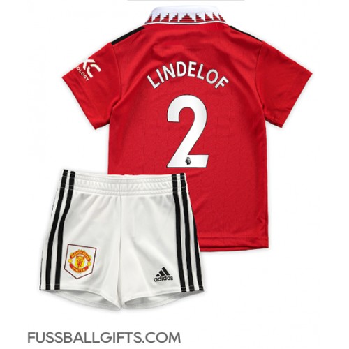 Manchester United Victor Lindelof #2 Fußballbekleidung Heimtrikot Kinder 2022-23 Kurzarm (+ kurze hosen)